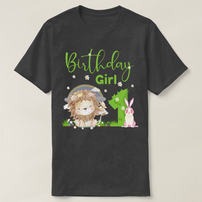 T-shirt Cute Lion 1er anniversaire fille (Design devant)