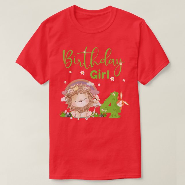 T-shirt Cute Lion 4e anniversaire fille (Design devant)