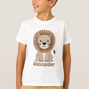T-shirt Cute Lion Kids Boys Nom personnalisable