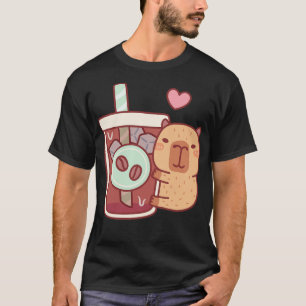 T-shirt Cute Little Capybara Hugs Café glacé
