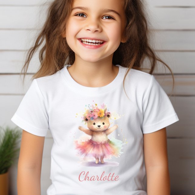 T-shirt Cute Little Dancer Ours Aquarelle fille (Créateur téléchargé)