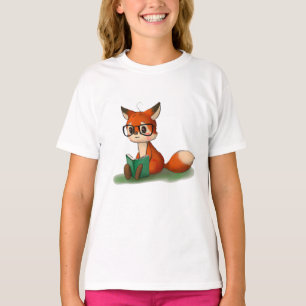 T-shirt Cute Little Graphic Art Storybook Fox Animal Art