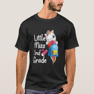 T-shirt Cute Little Miss 2e Année Unicorn Retour À L'École