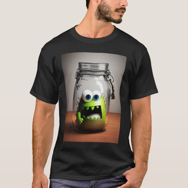 T-shirt cute little monster in a jar Halloween horror funn (Devant)