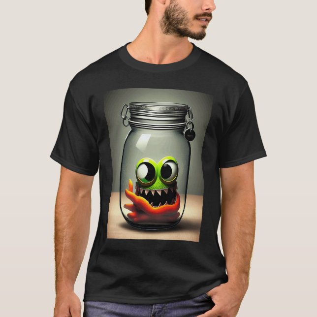 T-shirt cute little monster in a jar Halloween horror funn (Devant)