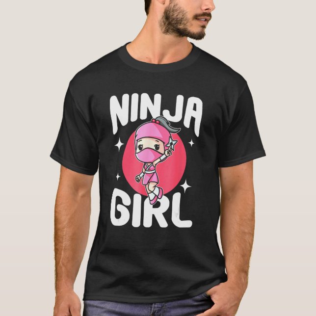 T-shirt Cute Little Ninja Fighter Princess Ninja Girl (Devant)