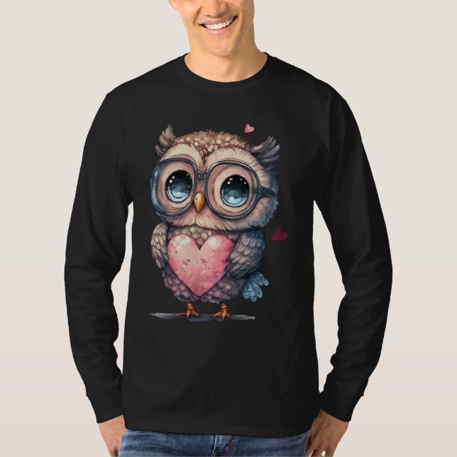 T-shirt Cute Little Owl Valetines Animal Love  1 (Devant)