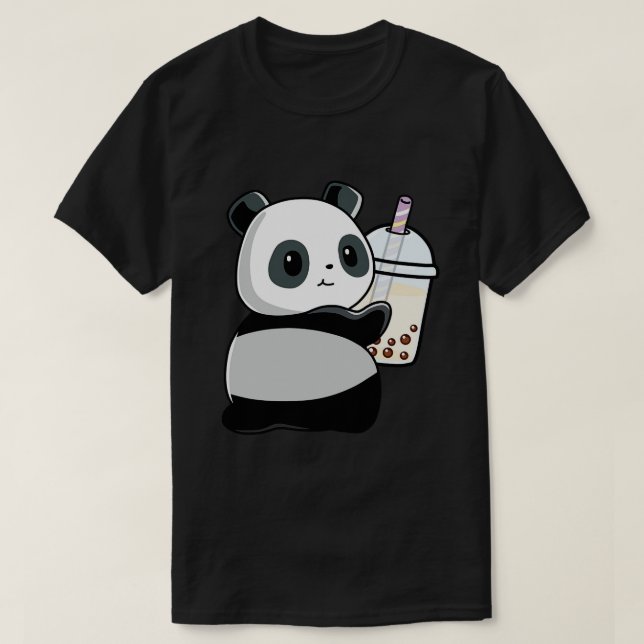 T-shirt Cute Little Panda aime Boba 1 (Design devant)