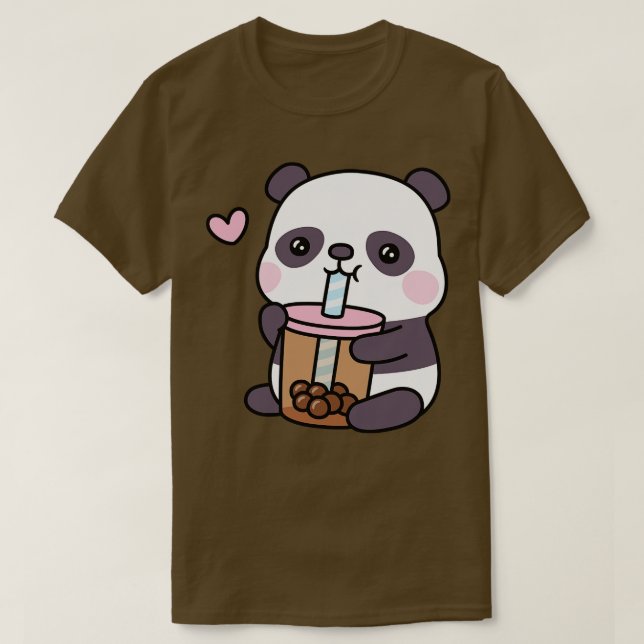 T-shirt Cute Little Panda Aime Le Thé Bubble (Design devant)