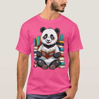 T-shirt Cute Little Panda Ours Lecture Livres