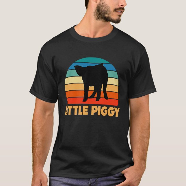 T-shirt Cute Little Piggy Sunset Piglet Silhouette (Devant)