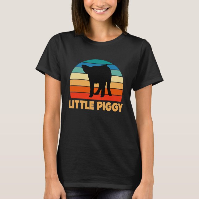 T-shirt Cute Little Piggy Sunset Piglet Silhouette (Devant)