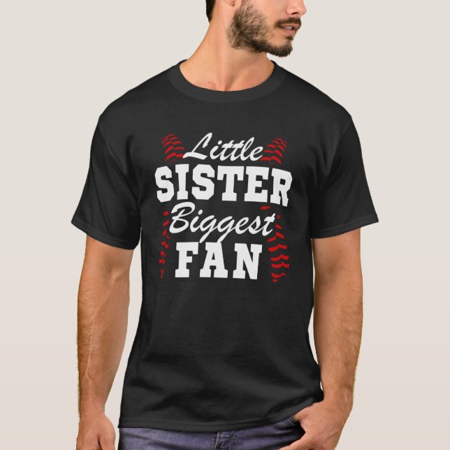 T-shirt Cute Little Sister Biggest Fan Baseball Sister Bas (Devant)