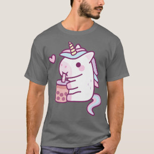 T-shirt Cute Little Unicorn Aime Boire Du Thé De Bulle