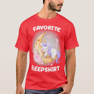 T-shirt Cute Little Unicorn Dormir sur la Lune Nap Favoris