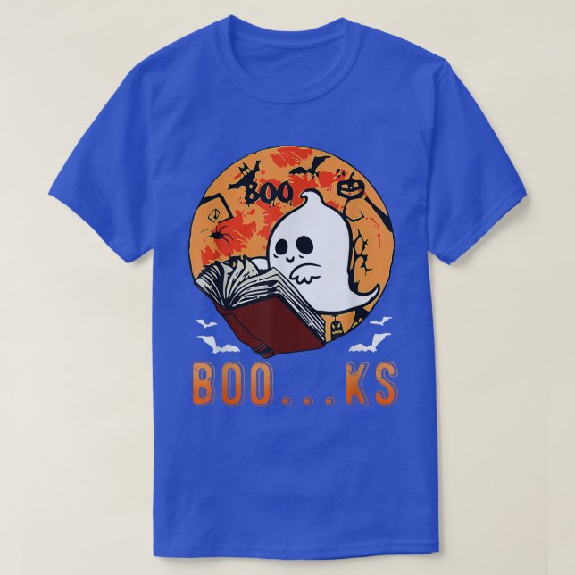 T-shirt Cute Livre Fantôme Lecture Halloween Enseignant Fu (Design devant)