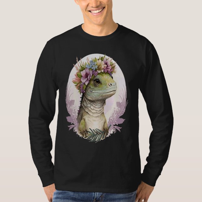 T-shirt Cute Lizard Flower Crown Lizard (Devant)