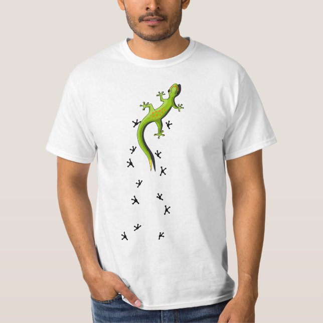 T-shirt Cute Lizard Reptile With Tracks Climbing Gecko (Devant)