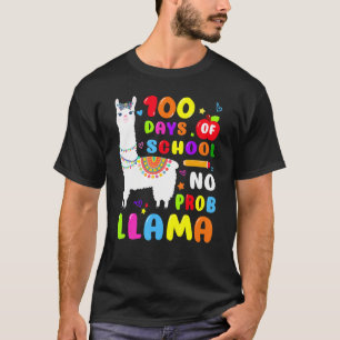T-shirt Cute Llama 100 Jours Pas De Prob 100 Jours D'École