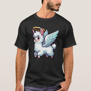 T-shirt Cute llama alpaga ange ailes halo dessin animé
