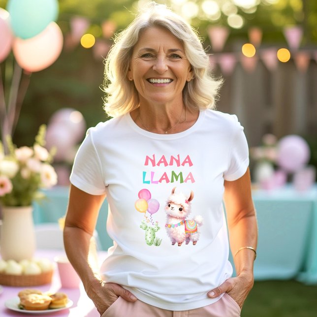 T-shirt Cute Llama Fun Girl 1er Anniversaire Nana Nom (Cute Llama Fun Girl 1st Birthday Nana Name T-Shirt)