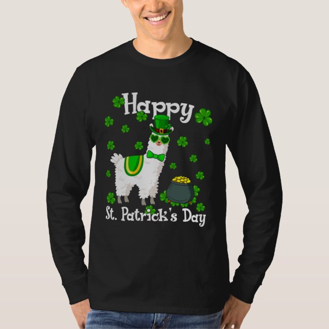T-shirt Cute Llama  Happy St Patrick s Day Shamrock Irish (Devant)