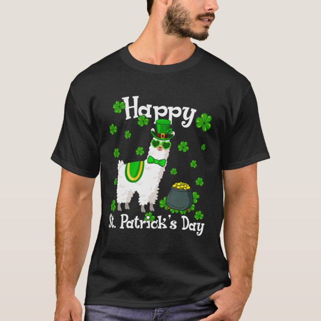 T-shirt Cute Llama  Happy St Patrick s Day Shamrock Irish (Devant)
