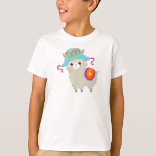 T-shirt Cute Llama, Little Llama, Alpaca, Llama Avec Casqu