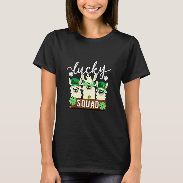 T-shirt Cute Llama Lucky Squad - Drôle Alpaca équipage St  (Devant)