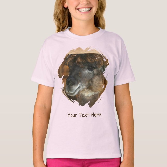 T-shirt Cute Llama Personalized Animal  (Devant)