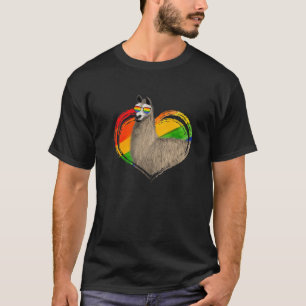 T-shirt Cute Llama Rainbow Heart Amoureux des animaux Gay
