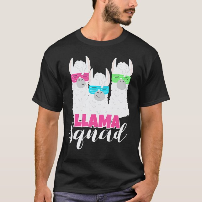 T-shirt Cute Llama Squad Rétro Style 80s (Devant)