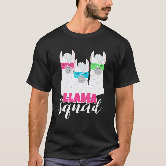 T-shirt Cute Llama Squad  Style Rétro 80s (Devant)