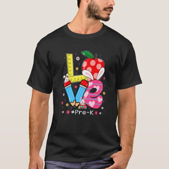 T-shirt Cute Lote Pré K Étudiant Bunny Jour de Pâques (Devant)