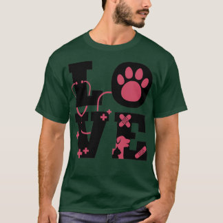 T-shirt Cute Love Animaux Texte noir