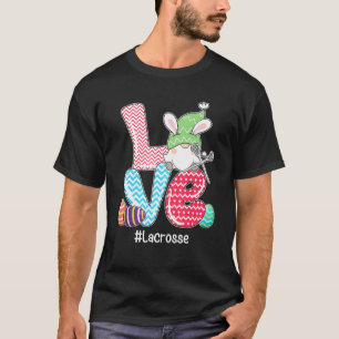 T-shirt Cute Love Bunny Gnome Lacrosse Oeufs Chasse Pâques