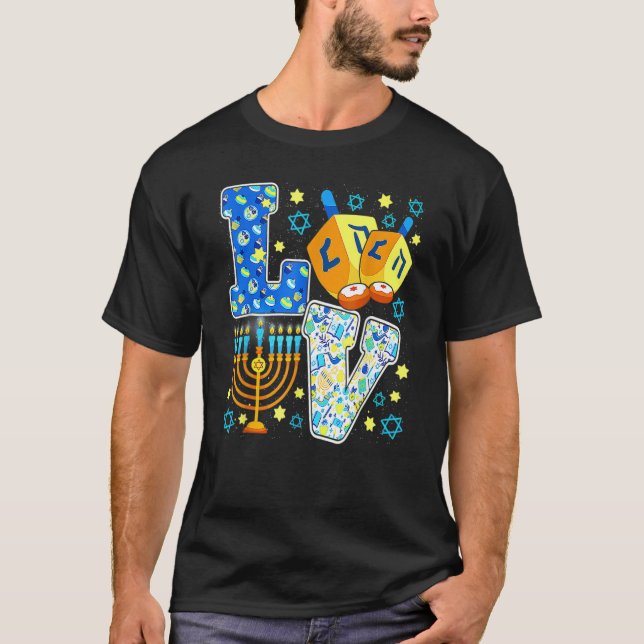 T-shirt Cute LOVE Chanukah Hanukkah Decorations Dreidel Me (Devant)