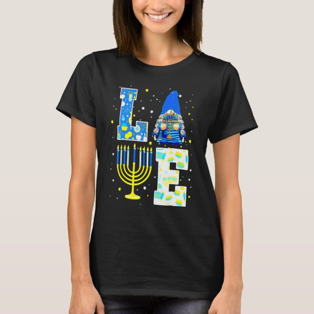T-shirt Cute LOVE Hanukkah Decorations Dreidel Menorah Cha (Devant)