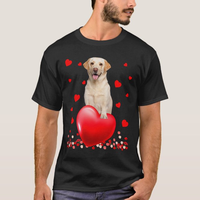 T-shirt Cute Love Hearts Labrador Chien Valentines Chiot L (Devant)