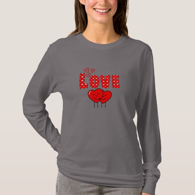 T-shirt Cute Love Hearts Valentine Design (Devant)