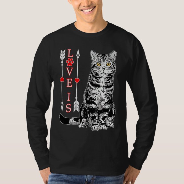 T-shirt Cute Love is American Shorthair For Mom Dad Kids (Devant)
