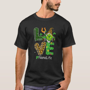 T-shirt Cute Love Nana Life Plaid Leopard Gnome St. Patron