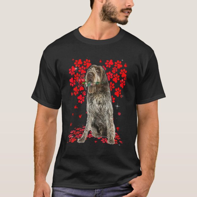 T-shirt Cute Love Pointeur À poils durs Griffon Chien Vale (Devant)