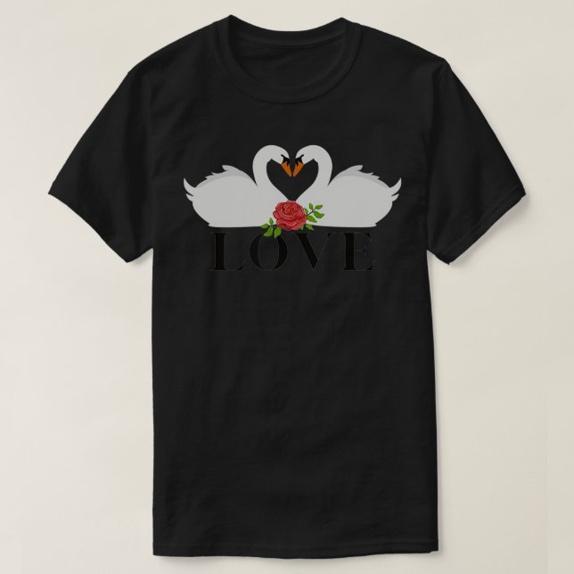 T-shirt Cute LOVE Swan Valentine's  (Design devant)