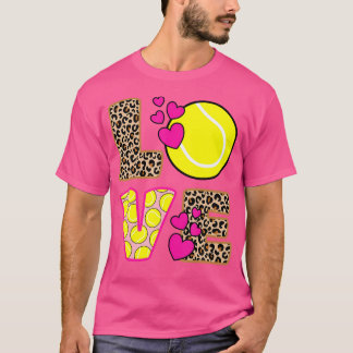T-shirt Cute Love Tennis Leopard Print Women Girls Tennis