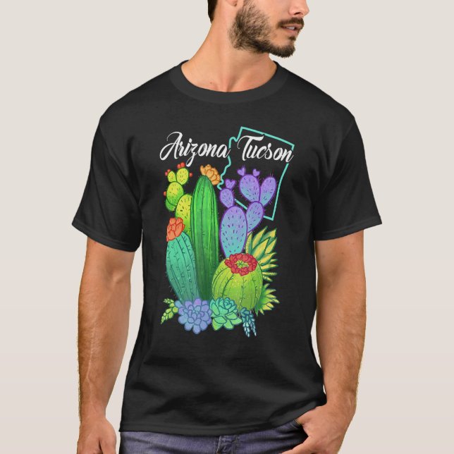 T-shirt Cute Love Tucson Arizona Blooming Cactus Flowers (Devant)