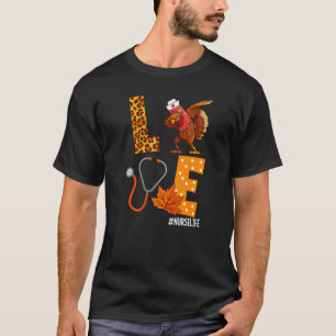 T-shirt Cute Love Turkey Nurse Dabbing Stéthoscope Thanksg