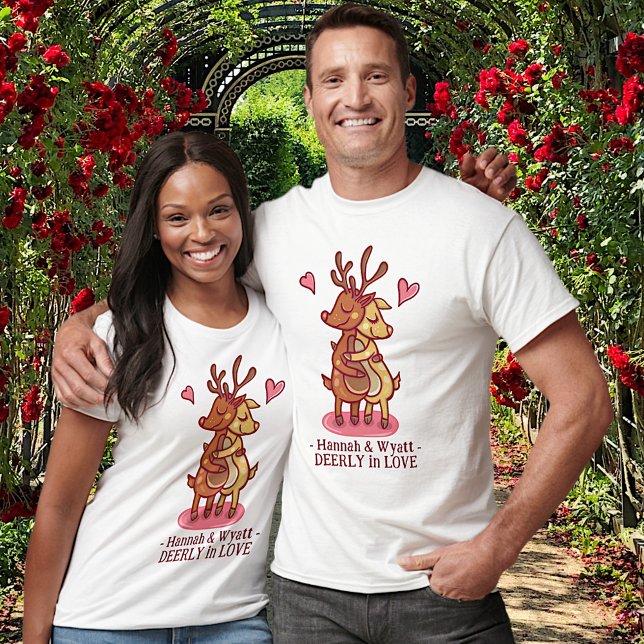 T-shirt Cute Love Valentine's Day Deer Couple Texte person (Créateur téléchargé)