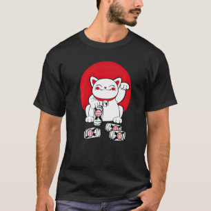 T-shirt Cute Lucky Chat Maneki Neko Japonais Boire de la c