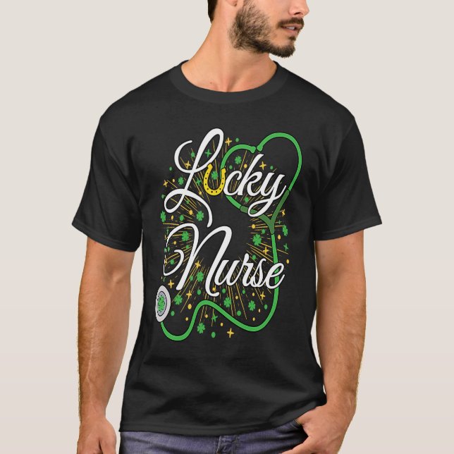 T-shirt Cute Lucky Nurse St Patricks Day Shamrock Irish Nu (Devant)